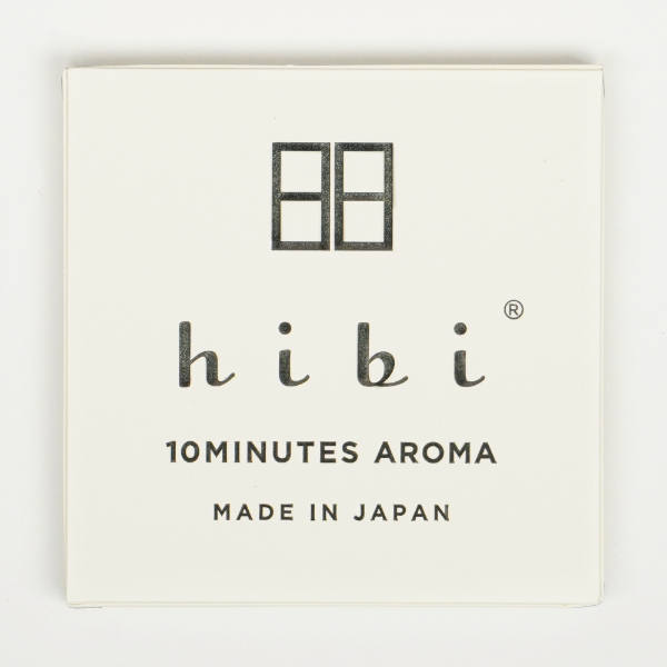 Hibi 10 Minutes Aroma Japanese incense matches white gift box, minimalist packaging made in Japan.