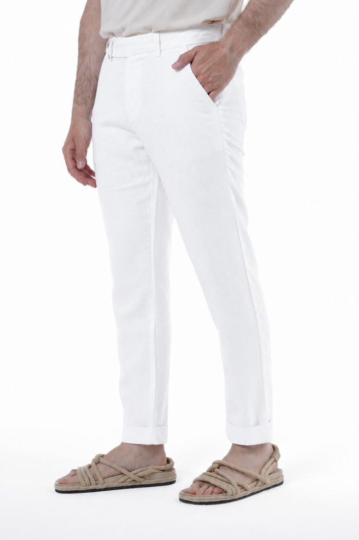 Pantaloni Classici slim Racket Lino bianco SS26