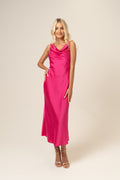 Daphne Satin Fuschia Cocktail Dress