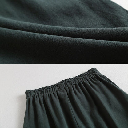 Ji Jian 极简 Minimalist Unisex Pure Cotton & Hemp Wide Straight Leg Pants
