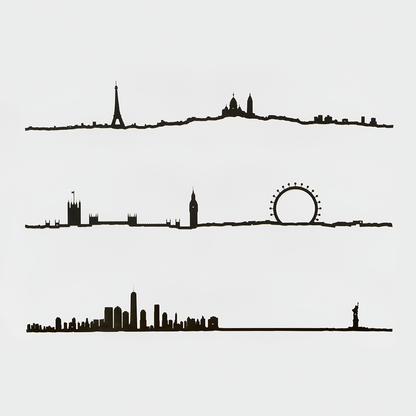 The Line, 19.5" City Skyline Silhouette, Amsterdam, Decorative,