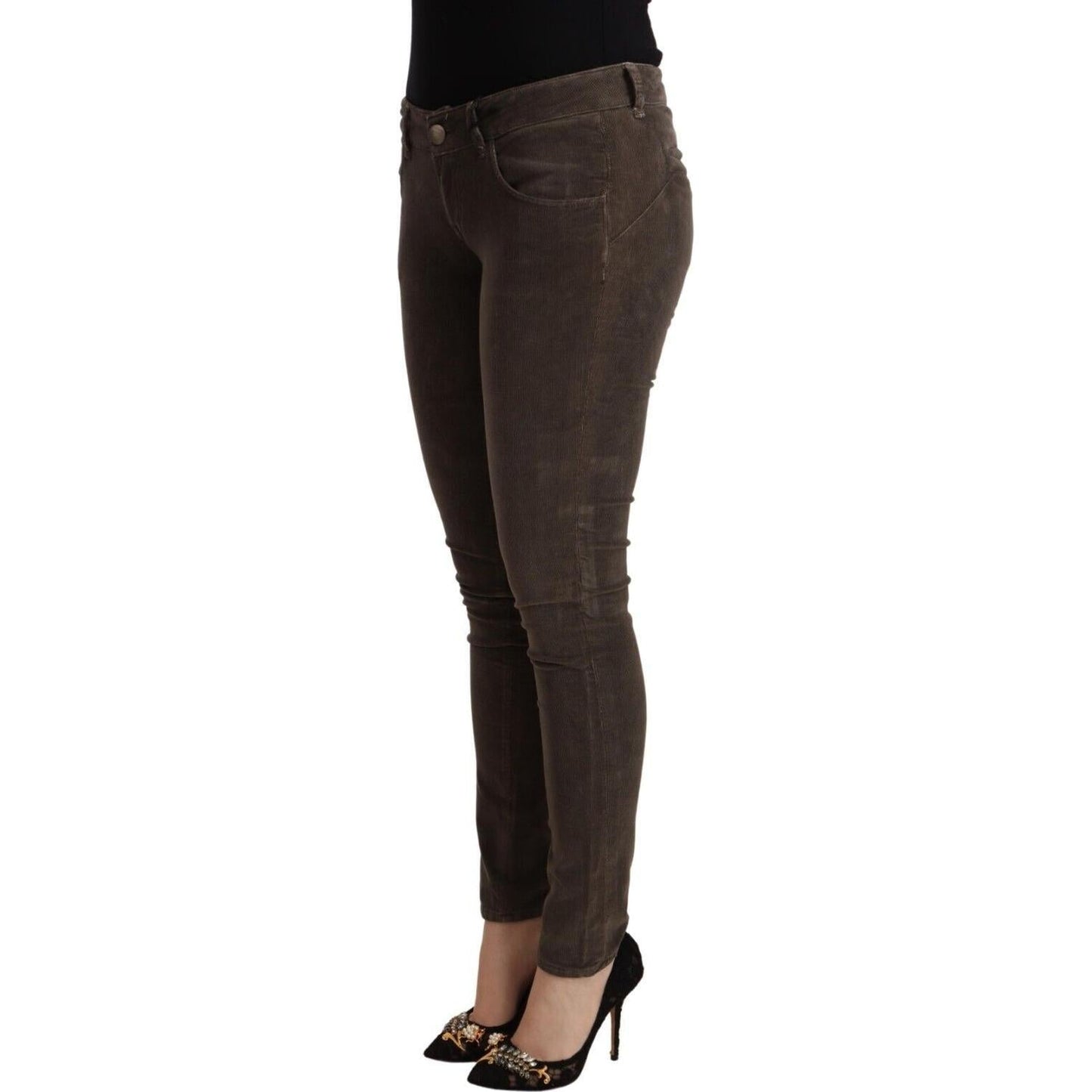 Acht Brown Cotton Slim Fit Denim Low Waist Jeans