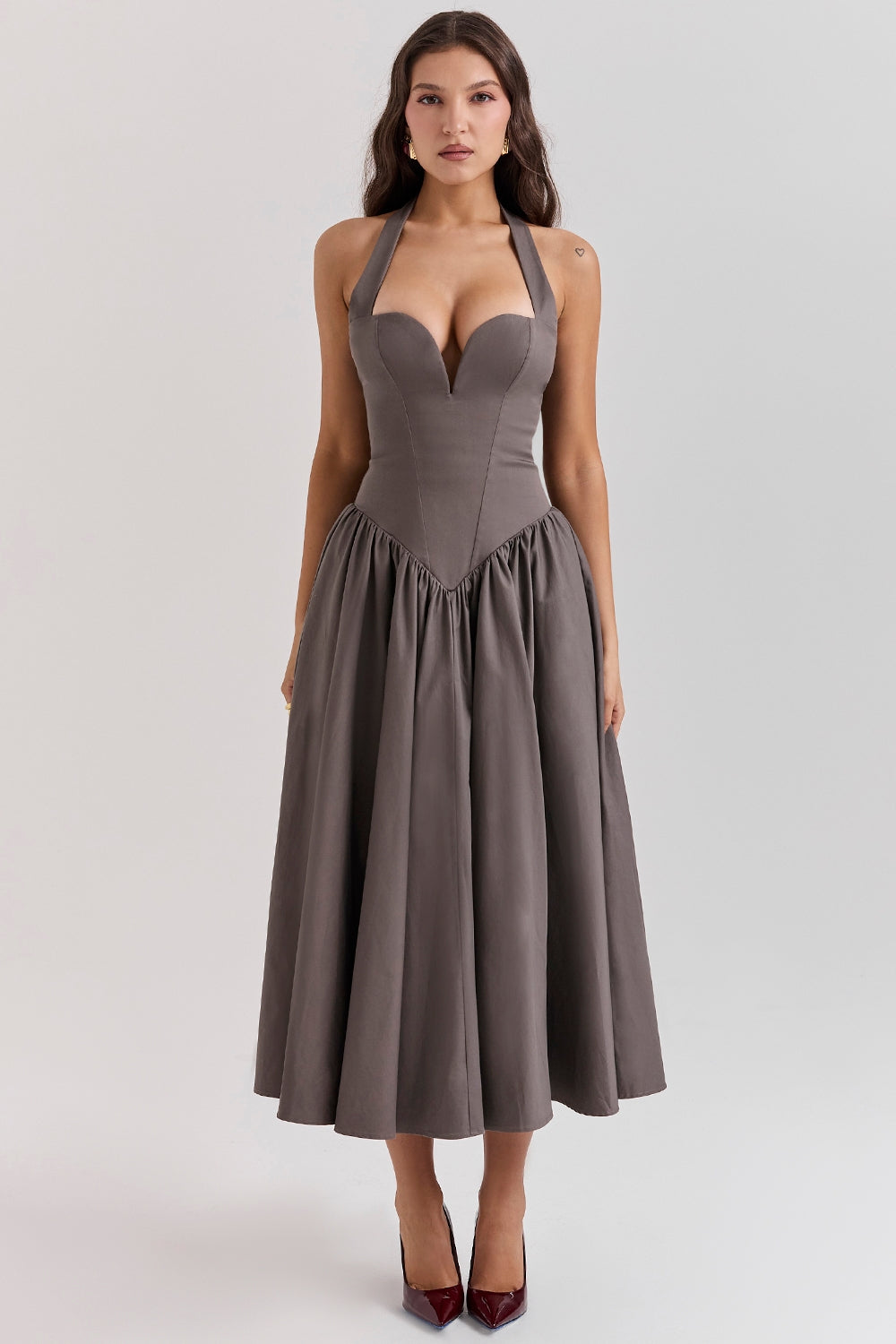 smoke halter midi dress