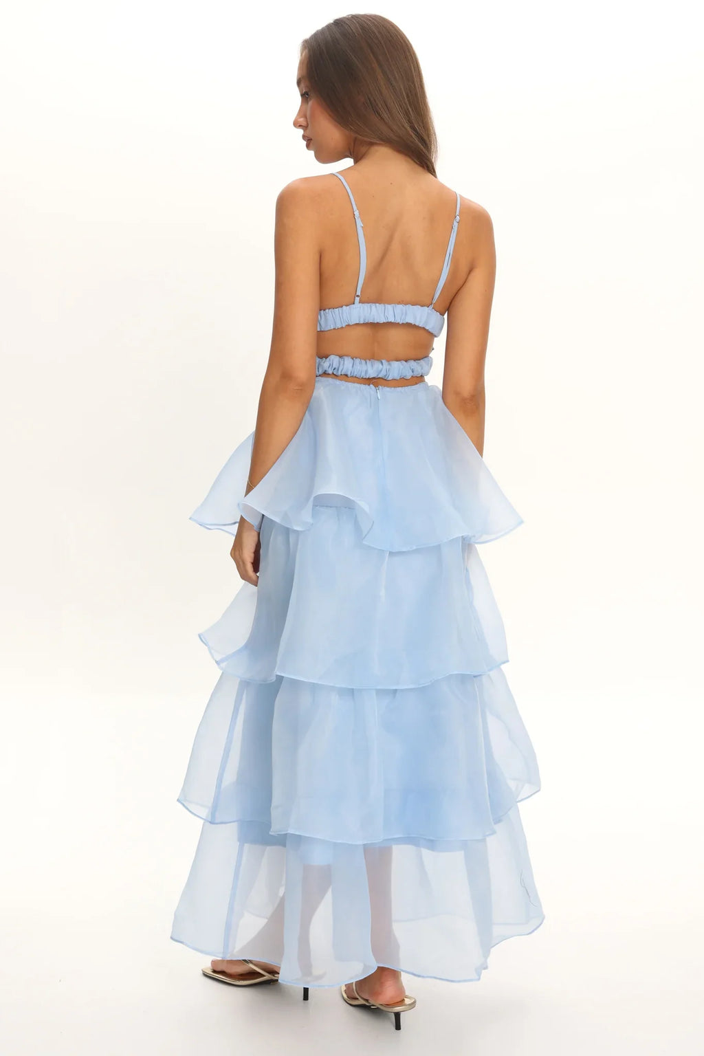Made For You Tiered Ruffle Midi Dress Blue