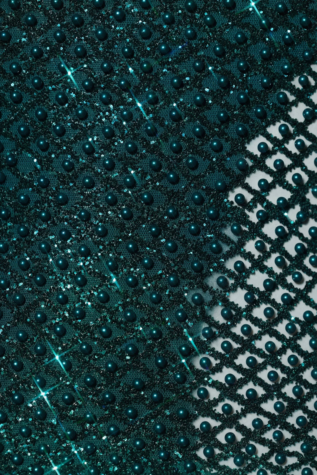 Embellished Bubble Hem Mini Dress in Teal Green