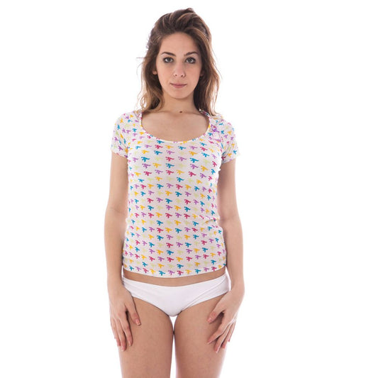 A-Style Bianco Nylon Women T-Shirt