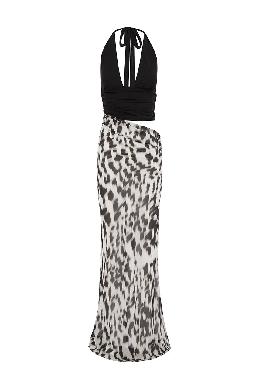 ALEXIS HALTER CUT OUT MAXI DRESS - GIANA WHITE