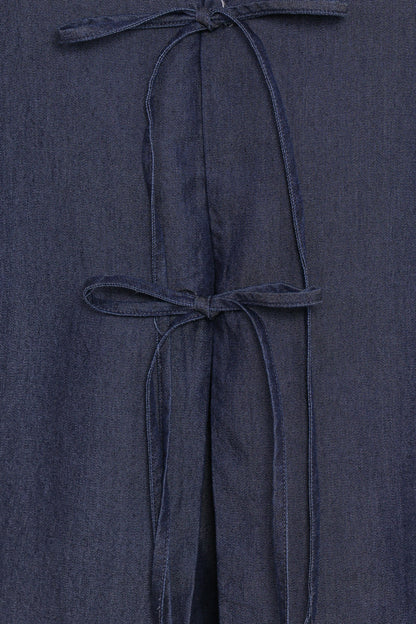 Aaliyah Chambray Tie Front Top - Dark Wash