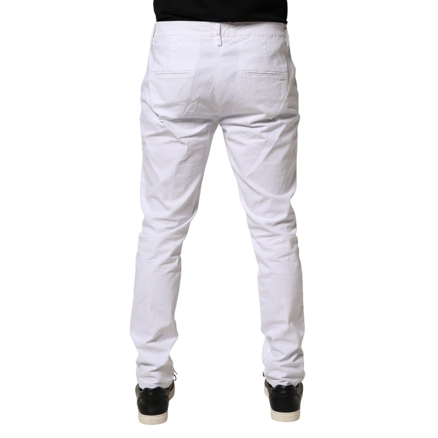 AGLINI White Skinny Fit Mid Waist Men Chino Trouser Pants