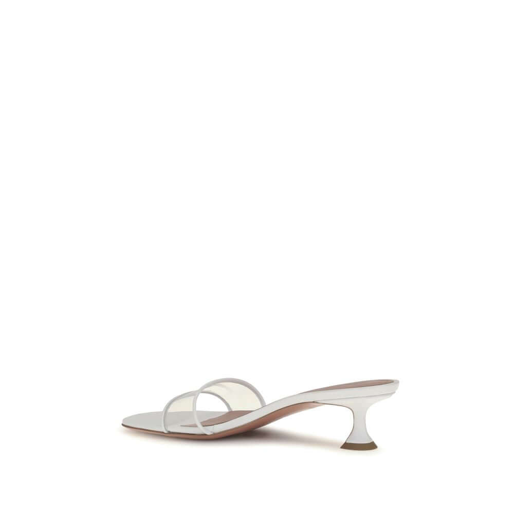 Amina Muaddi White Pvc Sandals