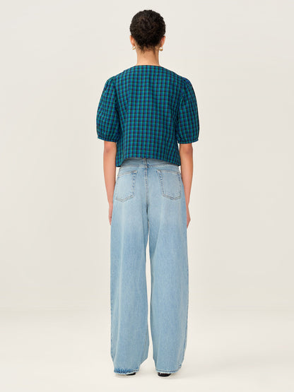 Apollo Blouse in Blue and Green Check