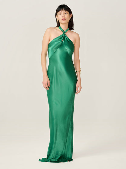 Arles Dress in Forest Green