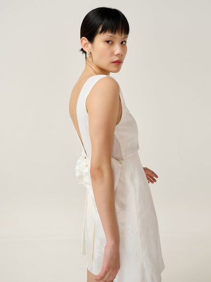 Bowlyn Jacquard Dress in Ivory
