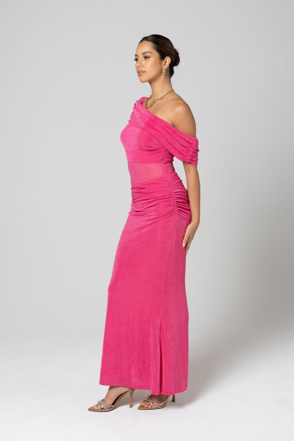 Claudette Fuschia Drop Shoulder Maxi Dress