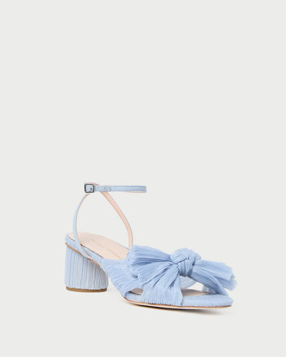 Dahlia Blue Pleated Bow Heel