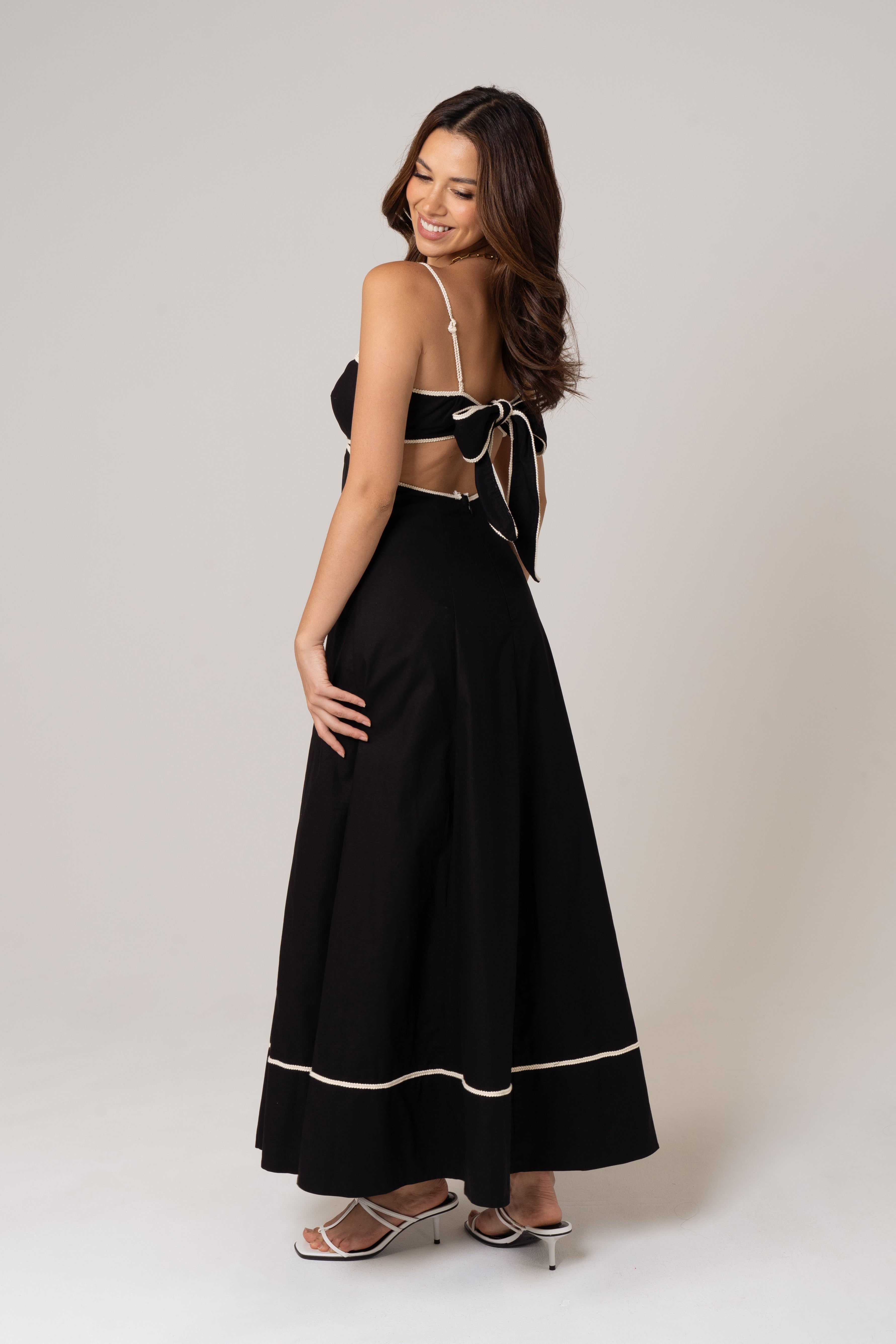 Melissa Linen Maxi Dress with Contrast Trims