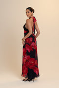 Heather Black Halter Neck Maxi Dress