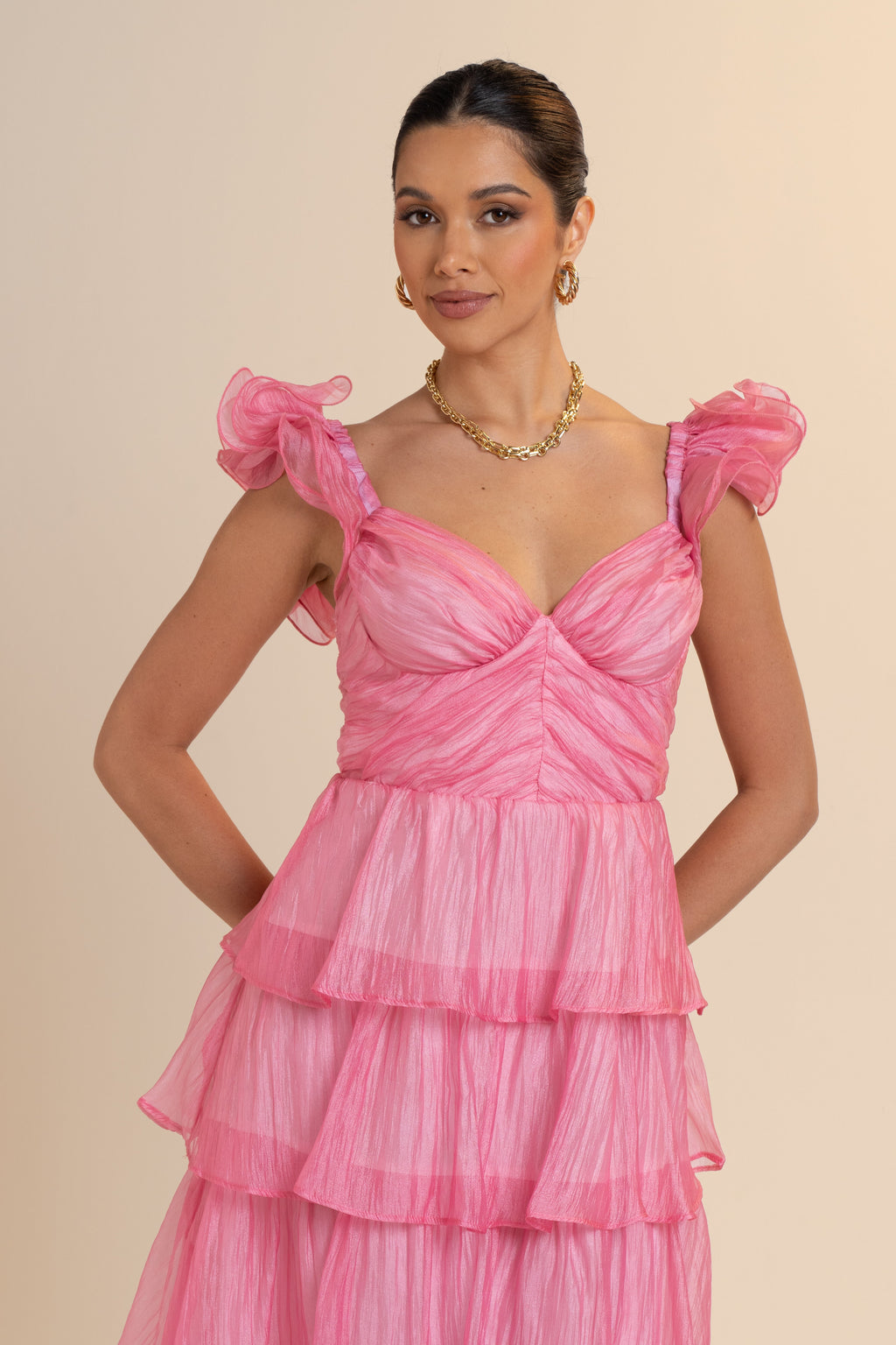 Caterina Ruffle Trim Tiered Maxi Dress