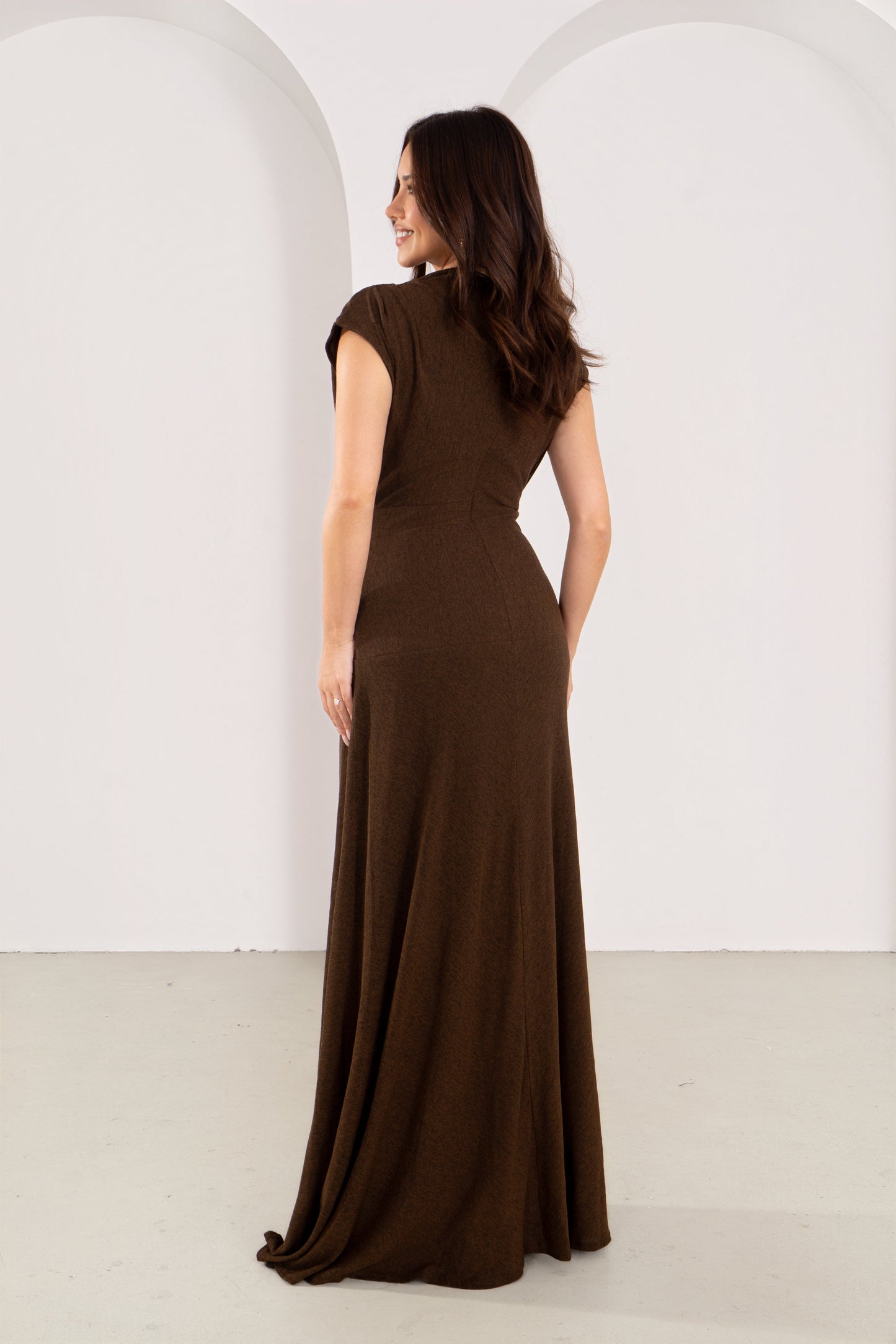 Emmeline Chocolate High Neck Maxi