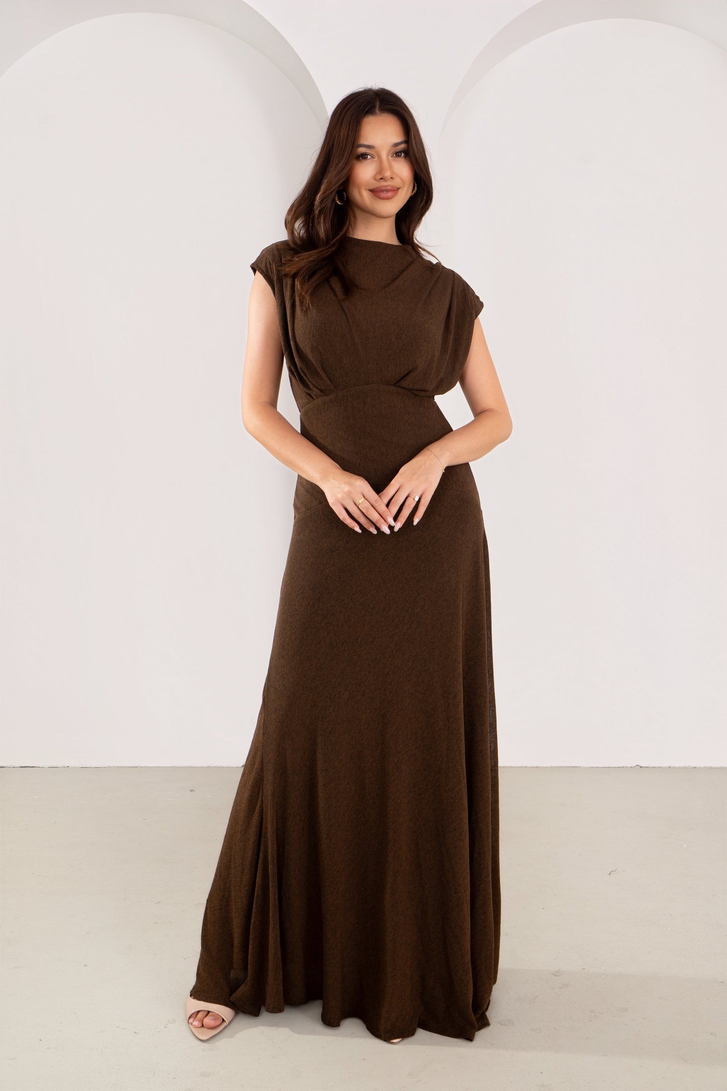 Emmeline Chocolate High Neck Maxi