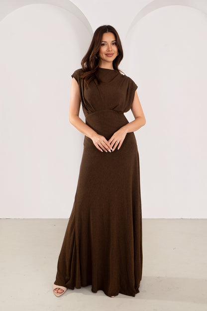 Emmeline Chocolate High Neck Maxi
