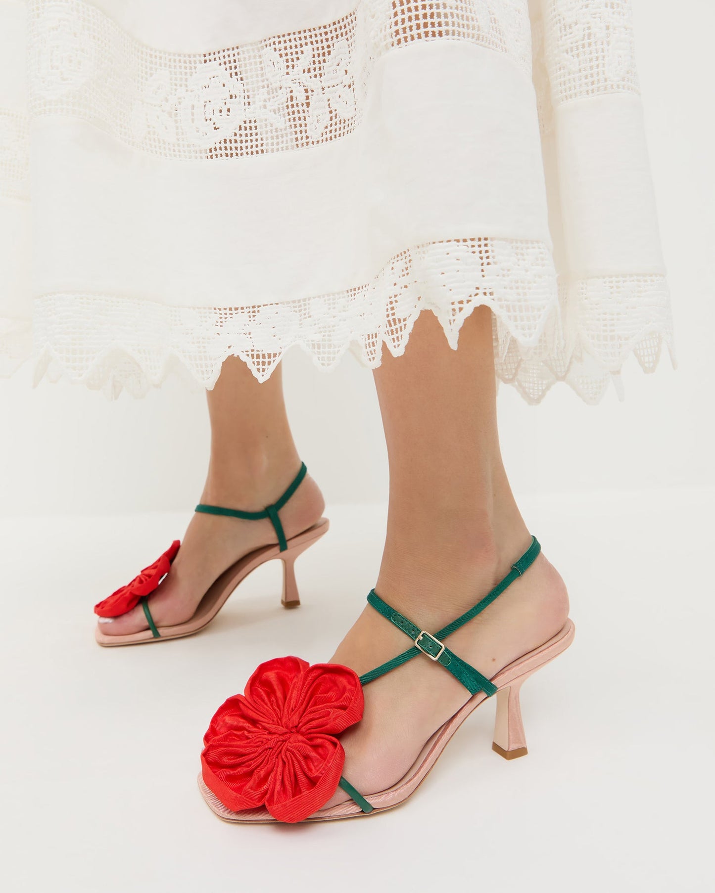 Frank Red/Green Moiré Flower Sandal
