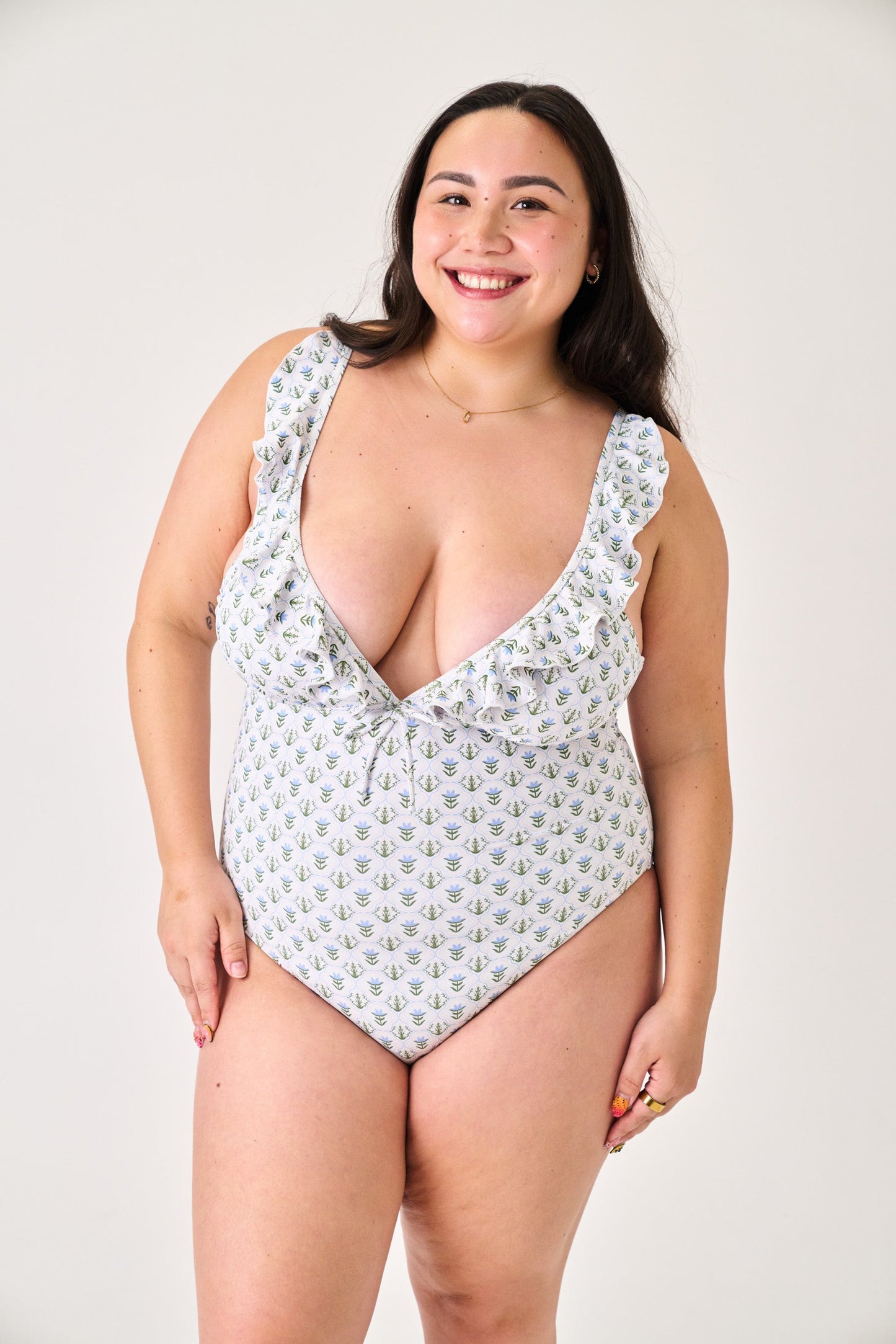 Lulu V Neck Ruffle One Piece
