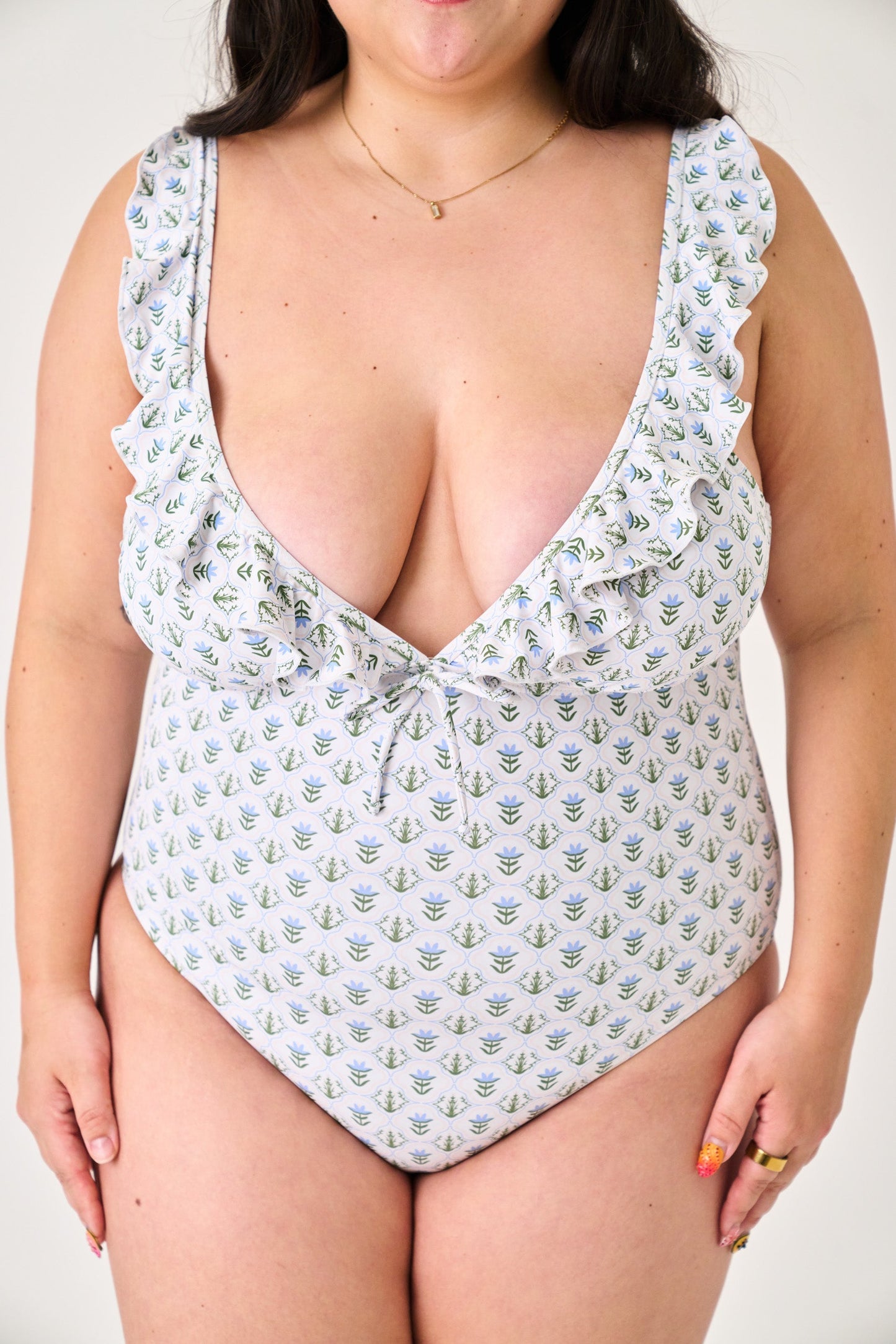 Lulu V Neck Ruffle One Piece