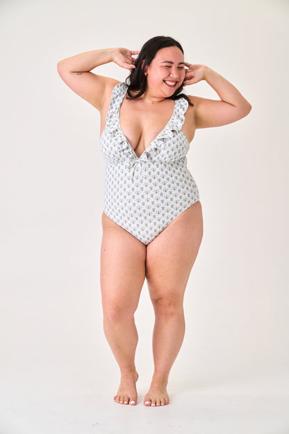 Lulu V Neck Ruffle One Piece