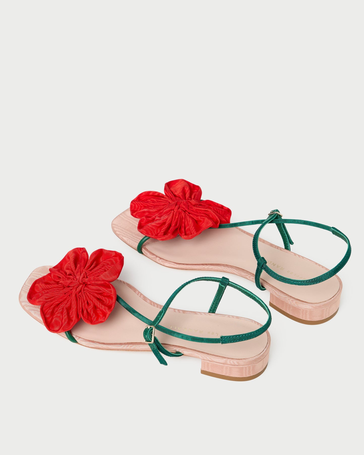 Genevieve Red/Green Moiré Flower Sandal
