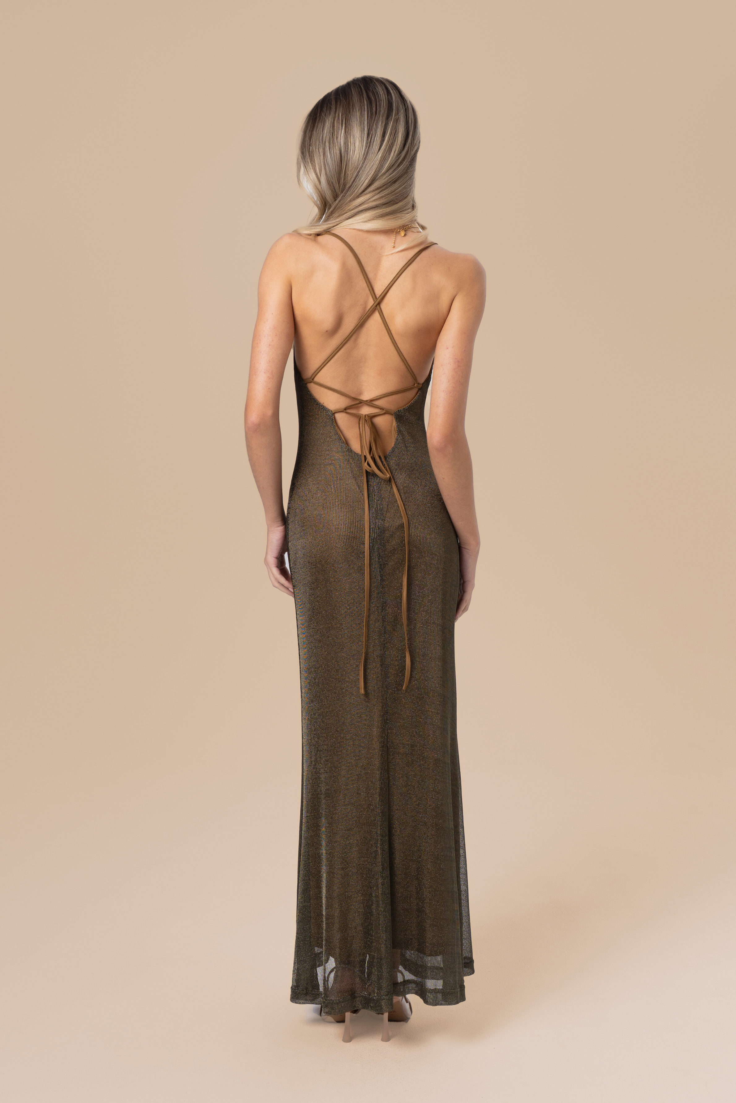 Giana Olive Cross Back Midi Dress