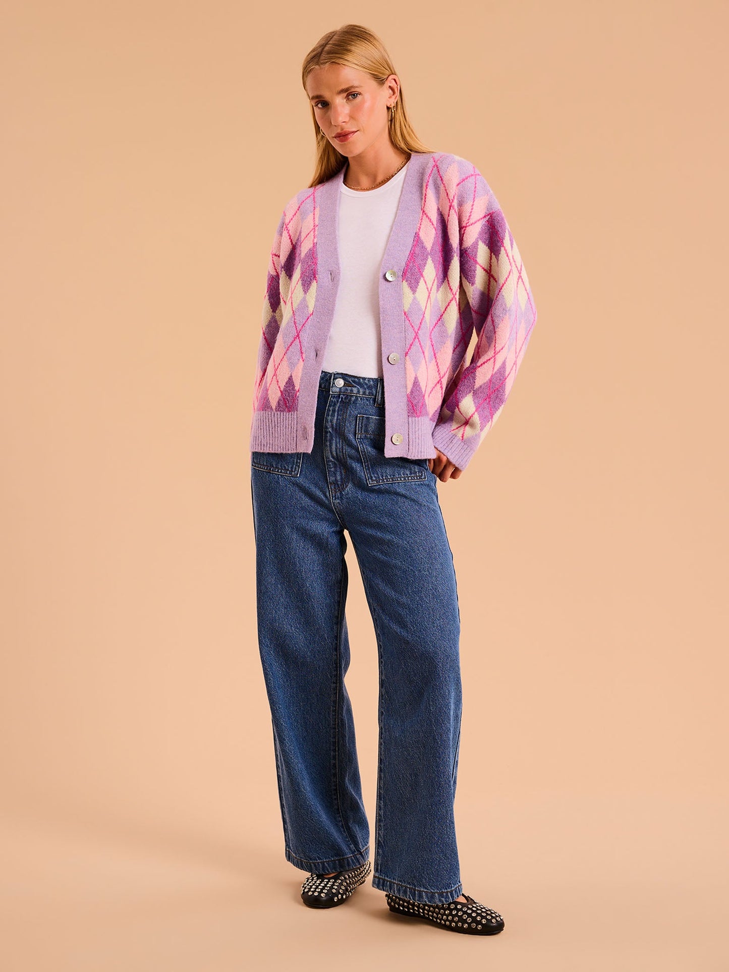 Henni Argyle Cardigan in Purple