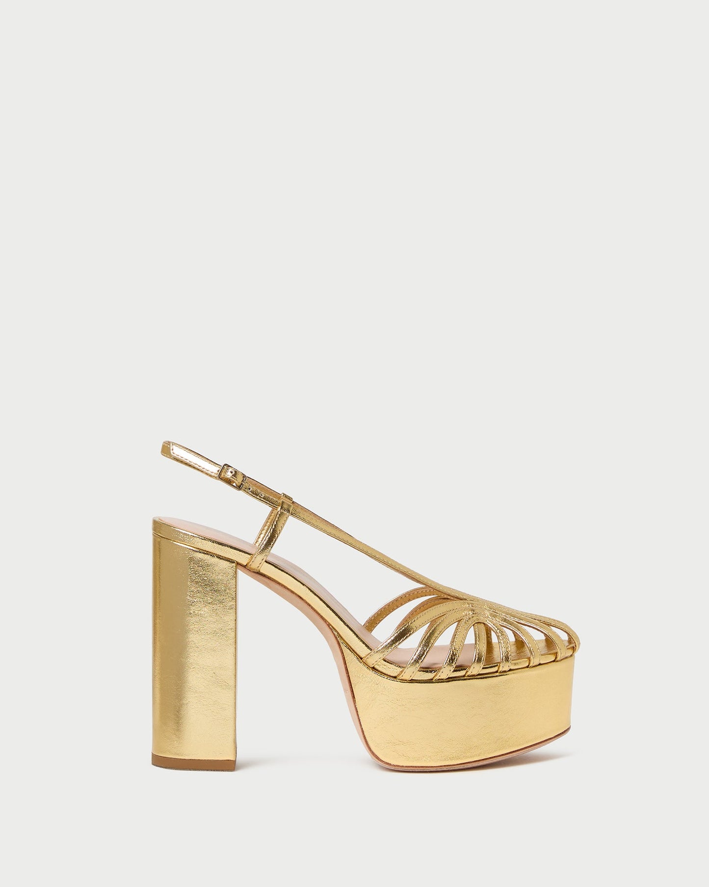 Isabella Gold Leather Platform Sandal