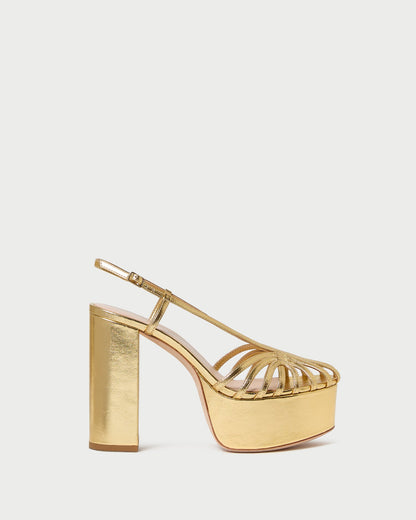 Isabella Gold Leather Platform Sandal