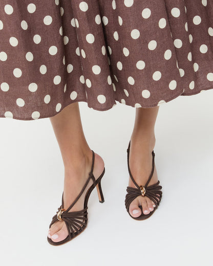 Mareka Brown Suede Heeled Sandal
