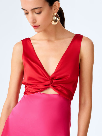 Maggy Mini Dress in Raspberry and Barbados Cherry