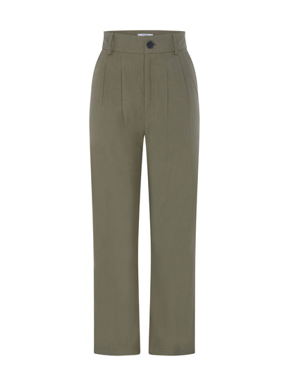 Cinnamon Relaxed Trousers in Mole Green Cotton/Tencel