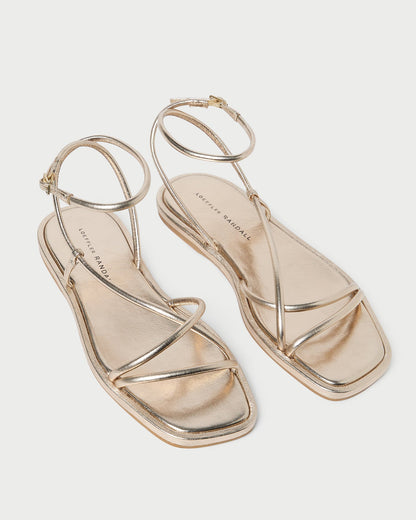 Noor Champagne Leather Flat Sandal