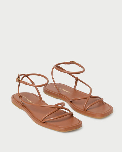 Noor Timber Leather Flat Sandal