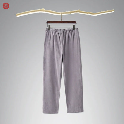 Lao Jie 老街 Old Streets Unisex Cotton & Linen Straight Leg Pants