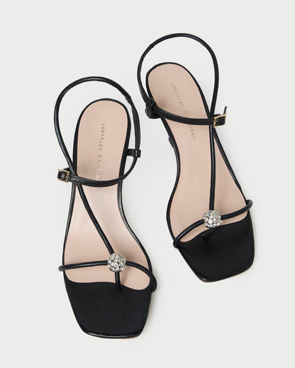 Triana Black/Crystal Mid-Heel Sandal