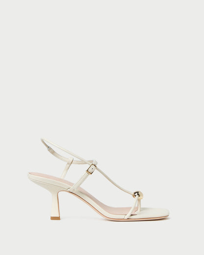 Triana White/Champagne Mid-Heel Sandal