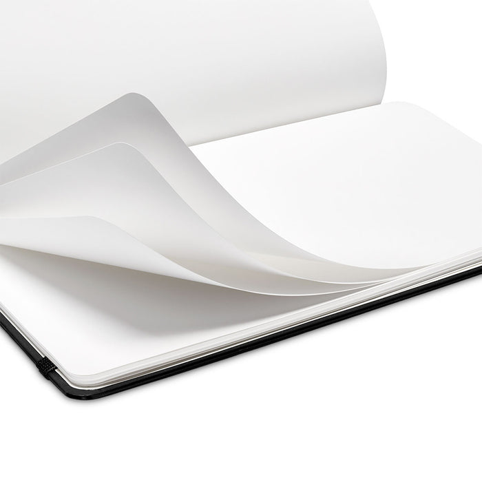 Close-up of Karst Stone Paper Sketchbook pages turning, highlighting smooth, waterproof, eco-friendly tree-free stone paper ideal for drawing, sketching, and illustration.