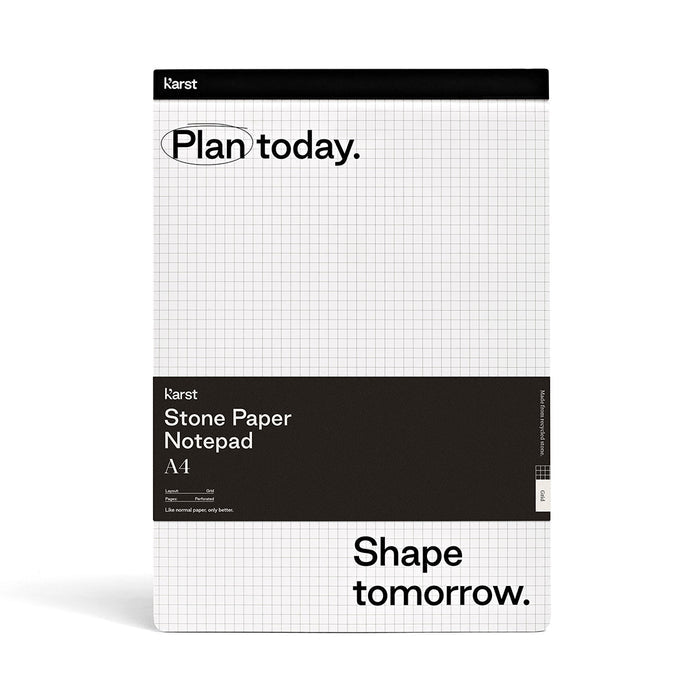 Karst A4 Stone Paper Notepad with grid pages and perforated sheets, eco-friendly writing pad for planning, notes, and productivity.