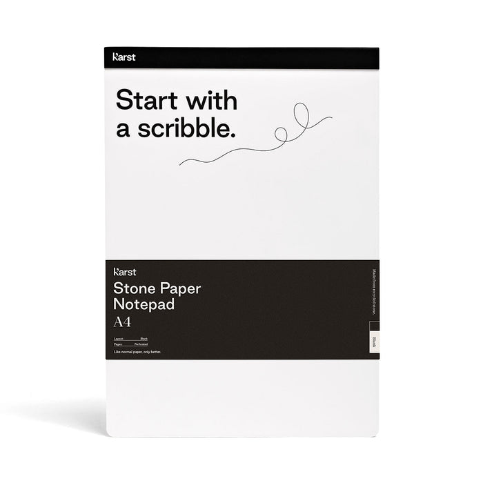 Karst A4 Stone Paper Notepad with blank pages and minimalist design, eco-friendly tear-off pad for sketching, brainstorming, and creative note-taking.