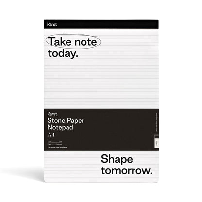 Karst A4 Stone Paper Notepad with lined pages and minimalist design, eco-friendly tear-off pad ideal for note-taking, journaling, and daily planning.