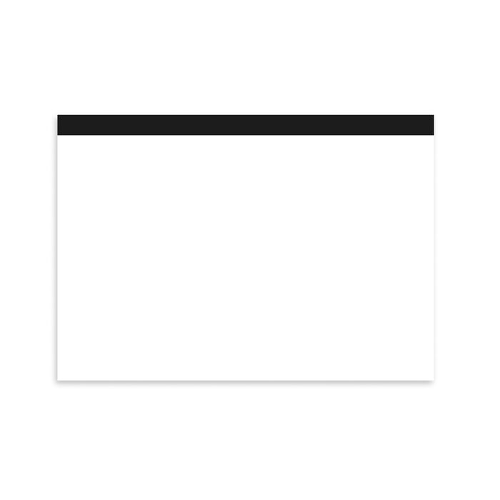 Inside page of the Karst A4 Stone Paper Sketchpad, showing a blank white sheet with a black top binding strip, photographed on a white background.