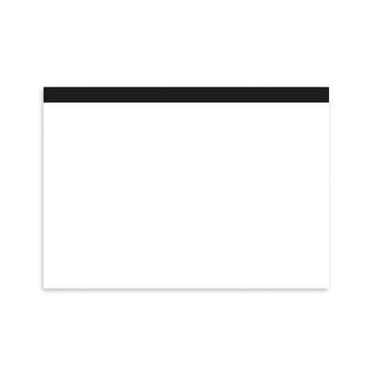 Inside page of the Karst A4 Stone Paper Sketchpad, showing a blank white sheet with a black top binding strip, photographed on a white background.