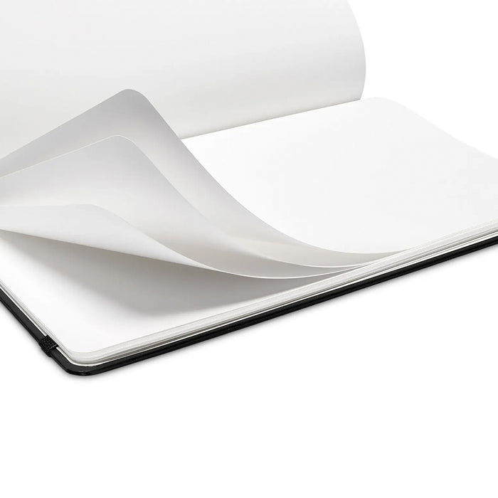 Close-up of Karst A5 Stone Paper Sketchbook pages turning, showcasing smooth, tear-resistant, eco-friendly stone paper for drawing, sketching, and artist illustration.