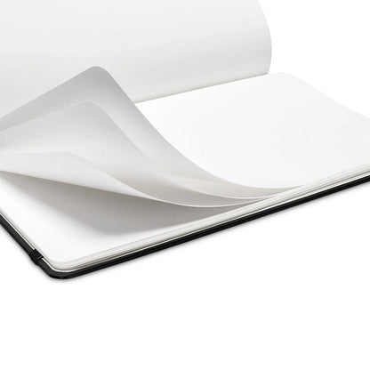 Close-up of Karst A5 Stone Paper Sketchbook pages turning, showcasing smooth, tear-resistant, eco-friendly stone paper for drawing, sketching, and artist illustration.